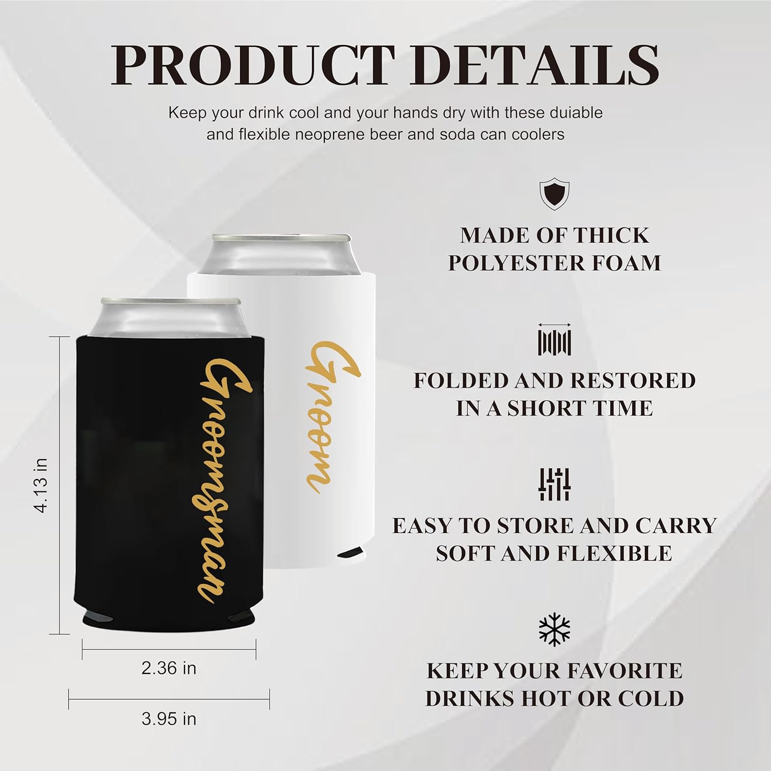 GroomBrideGifts Wholesale Bachelor Party Favors Can Cooler Sleeves Beer Can for Party Decorations(WORD-H)
